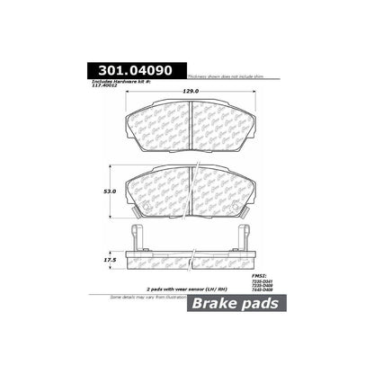 Centric Parts Disc Brake Pad Set Premium Ceramic with Shims and Hardware for 1989-1993 Acura Integra 301.04090