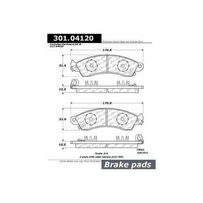 Centric Parts Disc Brake Pad Set Premium Ceramic with Shims and Hardware for 1992-1985 Chevrolet Camaro, 1996-1988 Corvette, 2001-1994 Ford Mustang, 2004-2003 Mustang, 1992-1988 Pontiac Firebird 301.04120