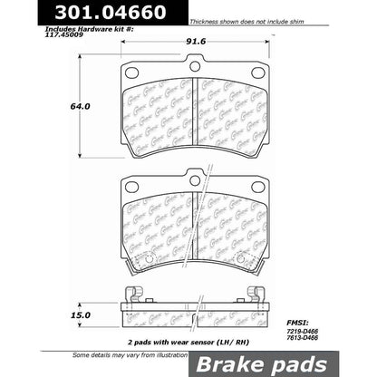 Stoptech Centric Centric Premium Ceramic Brake Pads 301.04660
