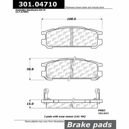 Centric Parts Disc Brake Pad Set Premium Ceramic with Shims for 1993-1999 Subaru Impreza Legacy SVX 301.04710
