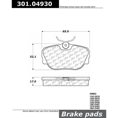 Stoptech Centric Centric Premium Ceramic Brake Pads 301.04930
