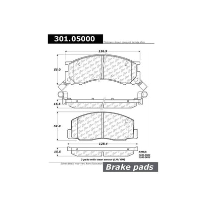 Stoptech Centric Centric Premium Ceramic Brake Pads 301.05000