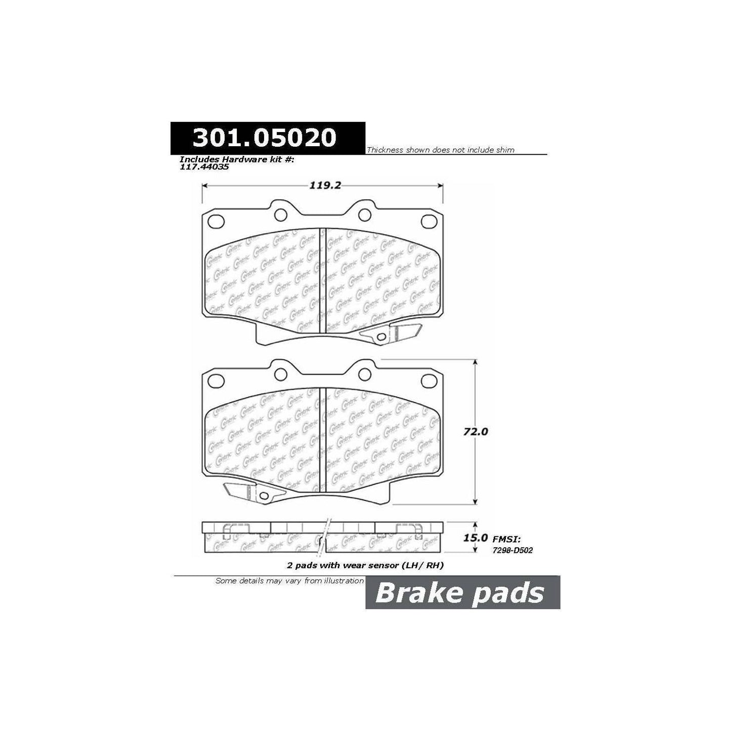 Stoptech Centric Centric Premium Ceramic Brake Pads 301.05020