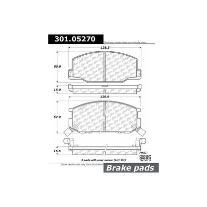 Centric Parts Disc Brake Pad Set Premium Ceramic with Shims and Hardware for Lotus Esprit 1992-1989 Toyota Previa 1997-1991 301.05270