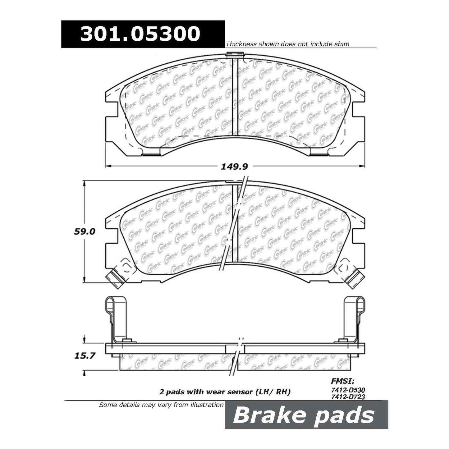 Stoptech Centric Centric Premium Ceramic Brake Pads 301.05300