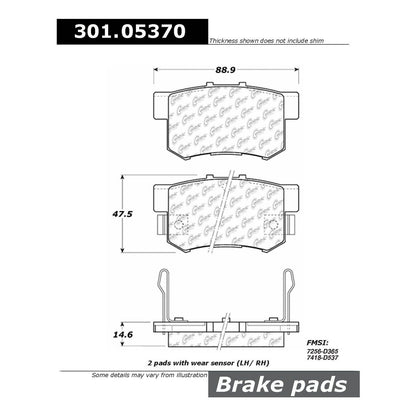 Centric Parts Disc Brake Pad Set Premium Ceramic with Shims and Hardware 301.05370