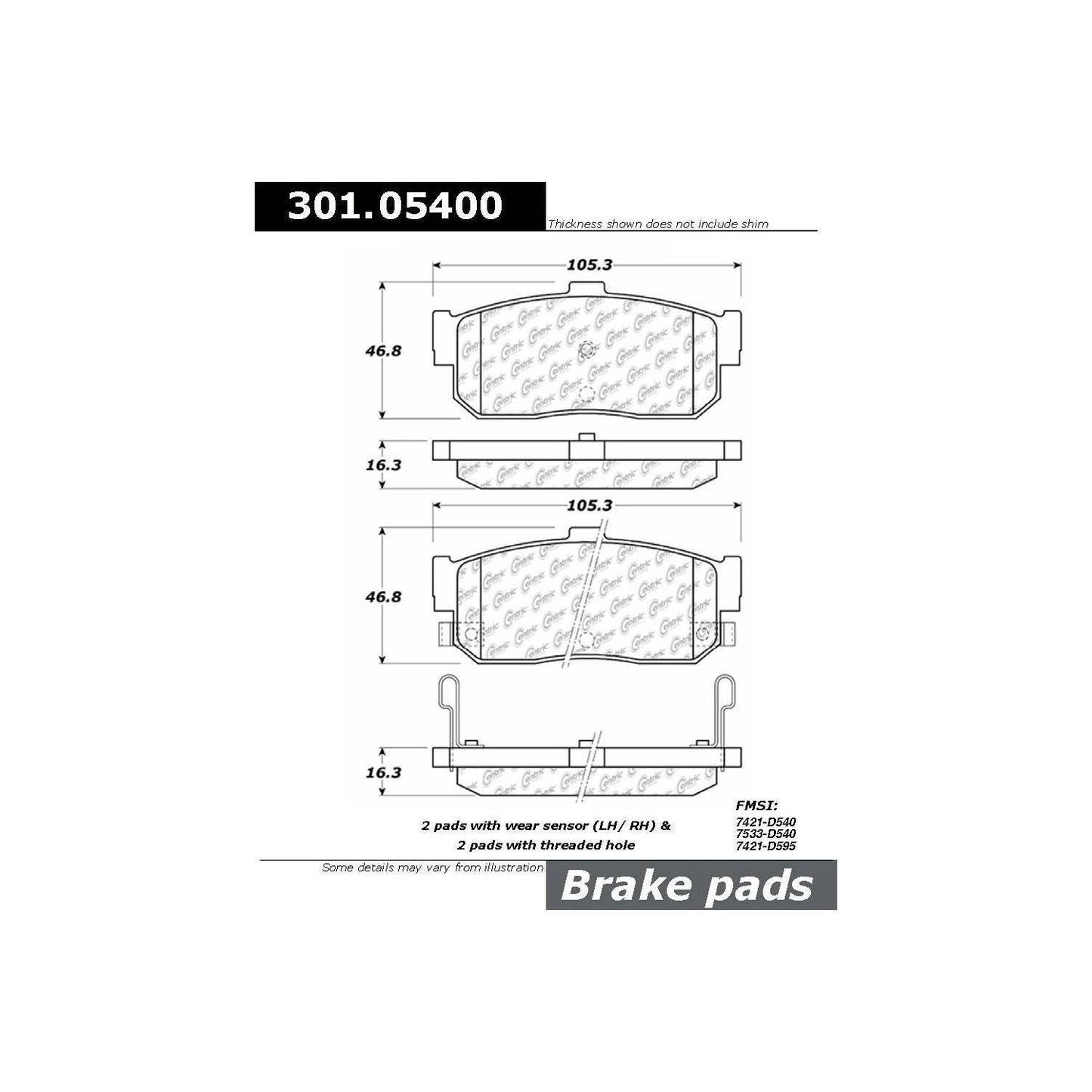 Centric Parts Disc Brake Pad Set Premium Ceramic with Shims and Hardware for 1991-2009 Infiniti G20 Nissan Altima