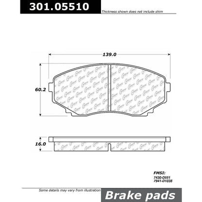 Centric Parts Disc Brake Pad Set Premium Ceramic with Shims and Hardware for Mazda MPV 1998-2002, 2006-2010 301.05510
