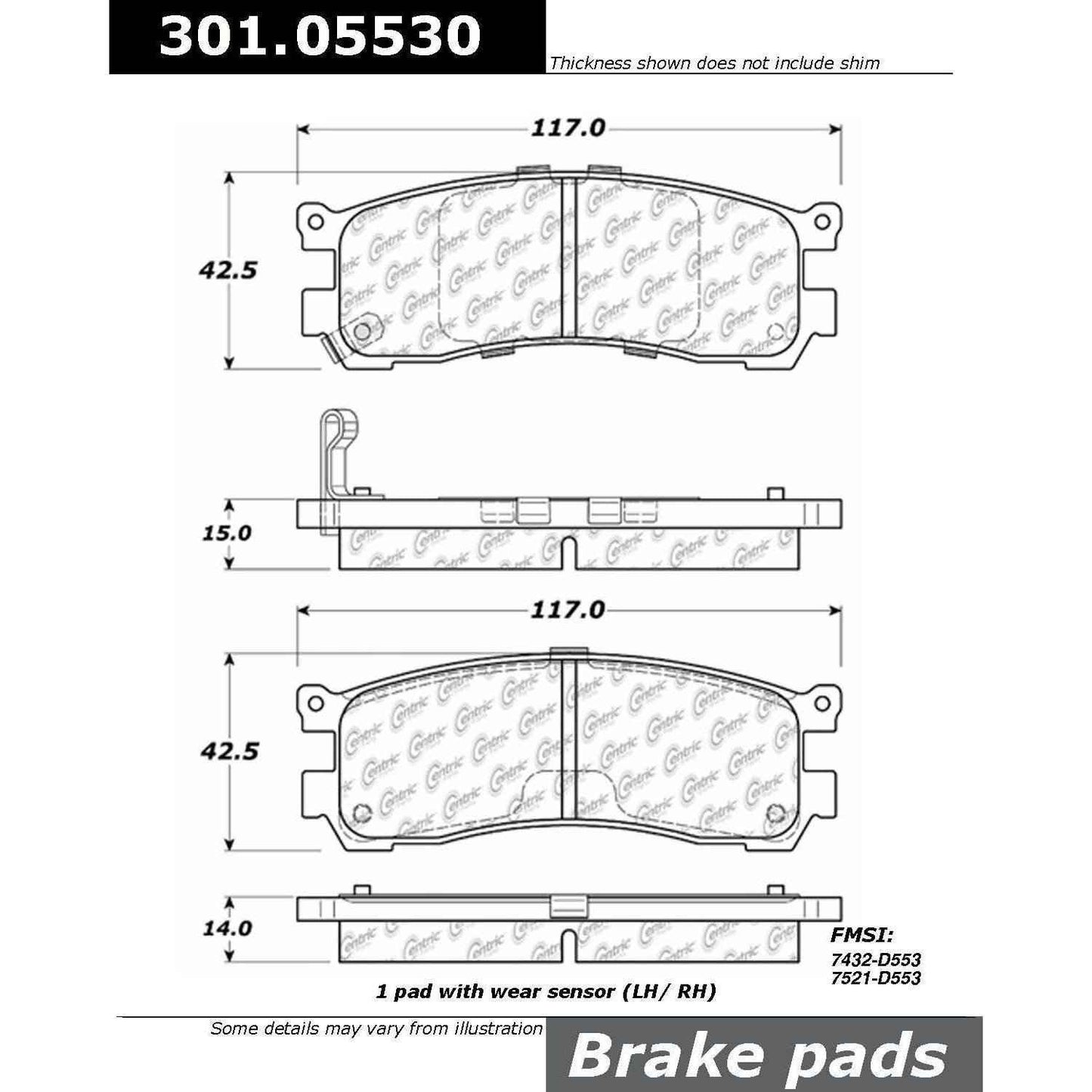 Stoptech Centric Centric Premium Ceramic Brake Pads 301.05530