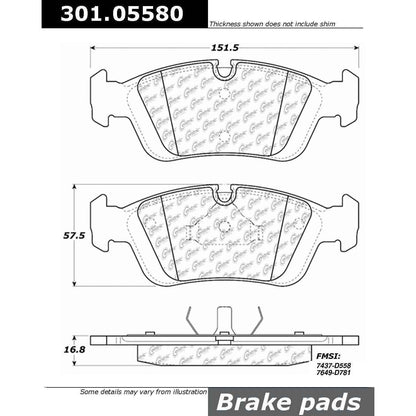 Centric Parts Disc Brake Pad Set Premium Ceramic with Shims and Hardware for BMW 3 Series 1992-2005 301.05580