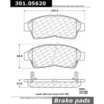 Centric Parts Disc Brake Pad Set Premium Ceramic with Shims and Hardware for 1997-2001 Toyota Camry 301.05620
