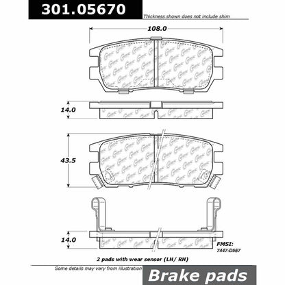 Centric Parts Disc Brake Pad Set Premium Ceramic with Shims and Hardware for 1992-2000 Mitsubishi Montero 301.05670