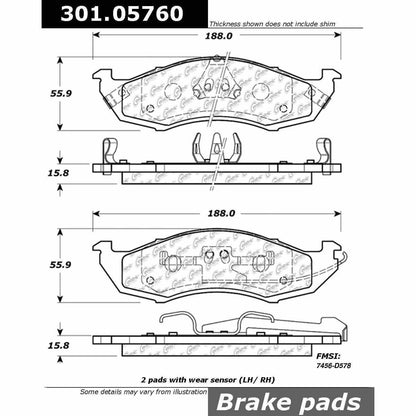 Centric Parts Disc Brake Pad Set Premium Ceramic with Shims and Hardware for 2002-1993 Mercury Villager 2002-1993 Nissan Quest 301.05760