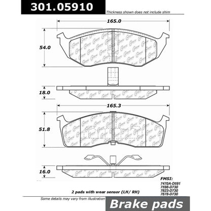 Stoptech Centric 96-00 Dodge Caravan/Grand Caravan Front Centric Premium Ceramic Brake Pads 301.05910