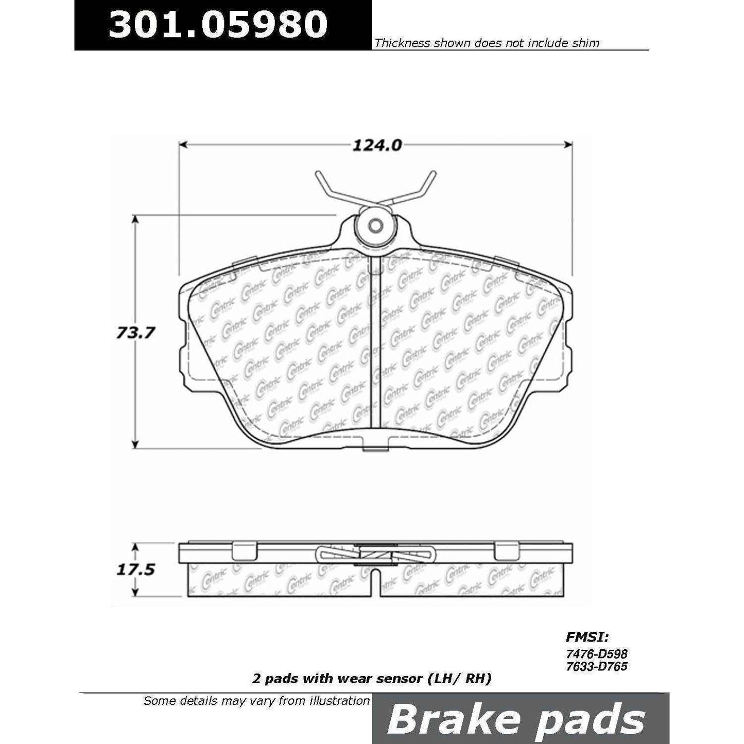 Stoptech Centric 01-07 Ford Taurus / 96-99 Taurus SHO Front Centric Premium Ceramic Brake Pads 301.05980
