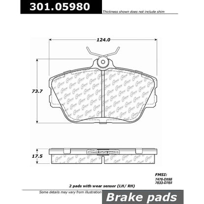 Stoptech Centric 01-07 Ford Taurus / 96-99 Taurus SHO Front Centric Premium Ceramic Brake Pads 301.05980