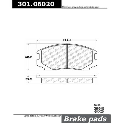 Stoptech Centric Centric Premium Ceramic Brake Pads 301.06020