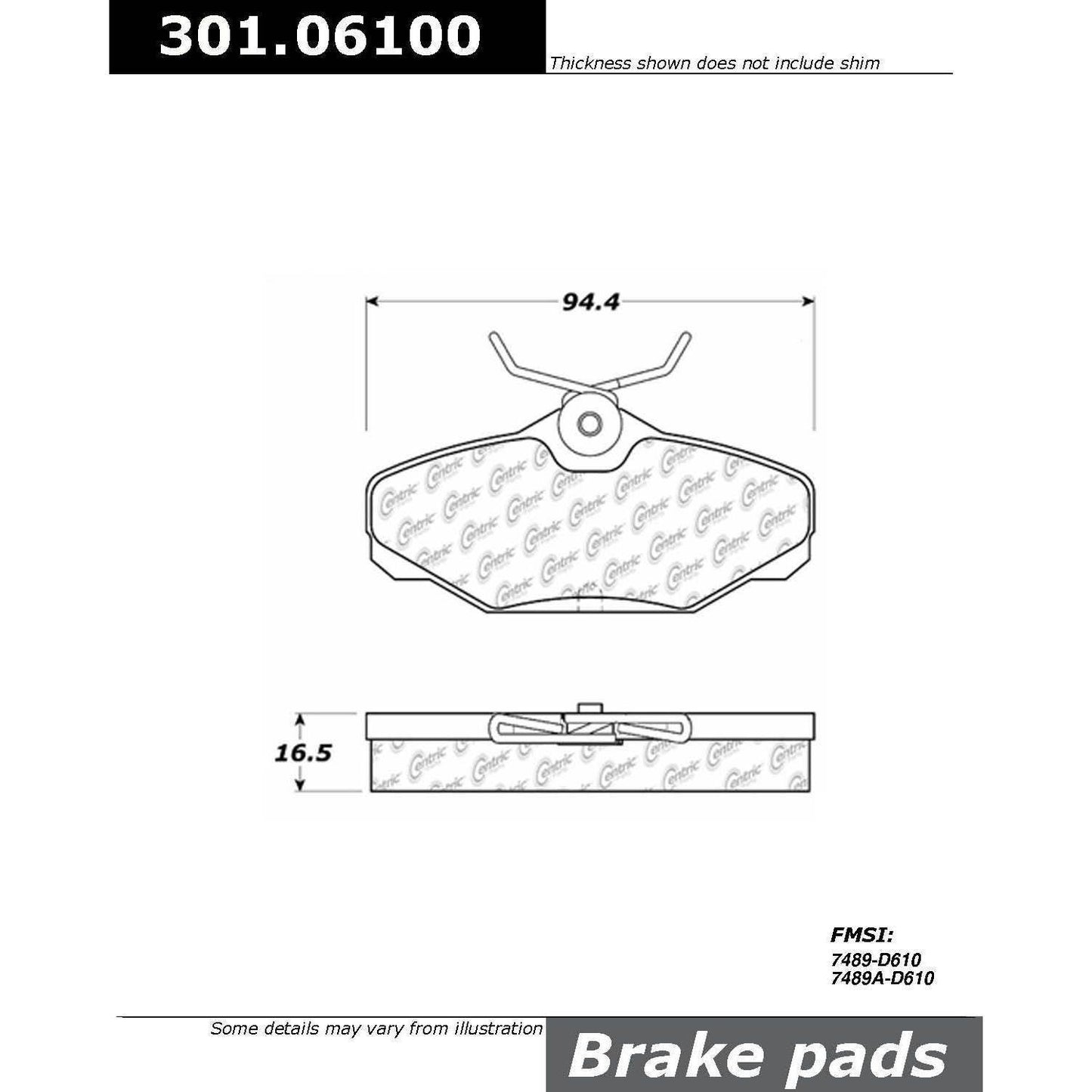 Centric Parts Disc Brake Pad Set Premium Ceramic with Shims and Hardware for Ford Taurus 1993-2007 Lincoln Continental 1993-2002 Mercury Sable 1993-2005 301.06100