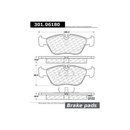Centric Parts Disc Brake Pad Set Premium Ceramic with Shims and Hardware for Volvo 850 1997-1993, C70 2004-1998, S70 2000-1998, V70 2000-1998 301.06180