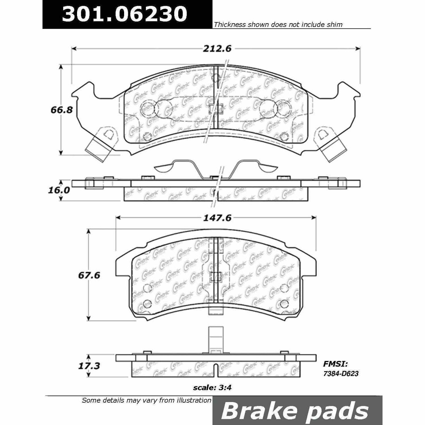 Stoptech Centric Centric Premium Ceramic Brake Pads 301.06230