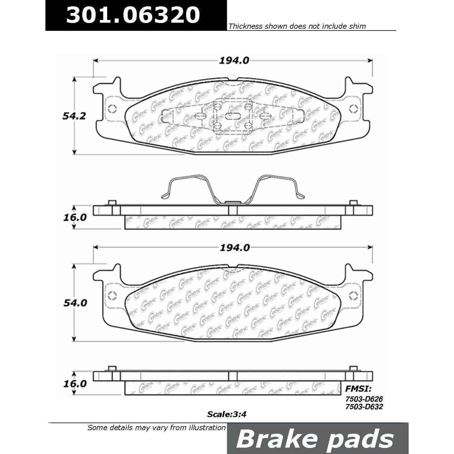 Centric Parts Disc Brake Pad Set Premium Ceramic with Shims and Hardware for 1994-2003 Ford Bronco E-150 F-150 301.06320