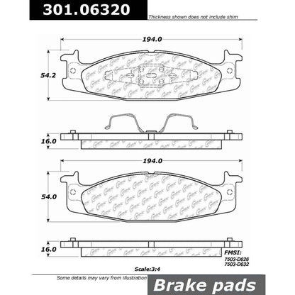 Centric Parts Disc Brake Pad Set Premium Ceramic with Shims and Hardware for 1994-2003 Ford Bronco E-150 F-150 301.06320