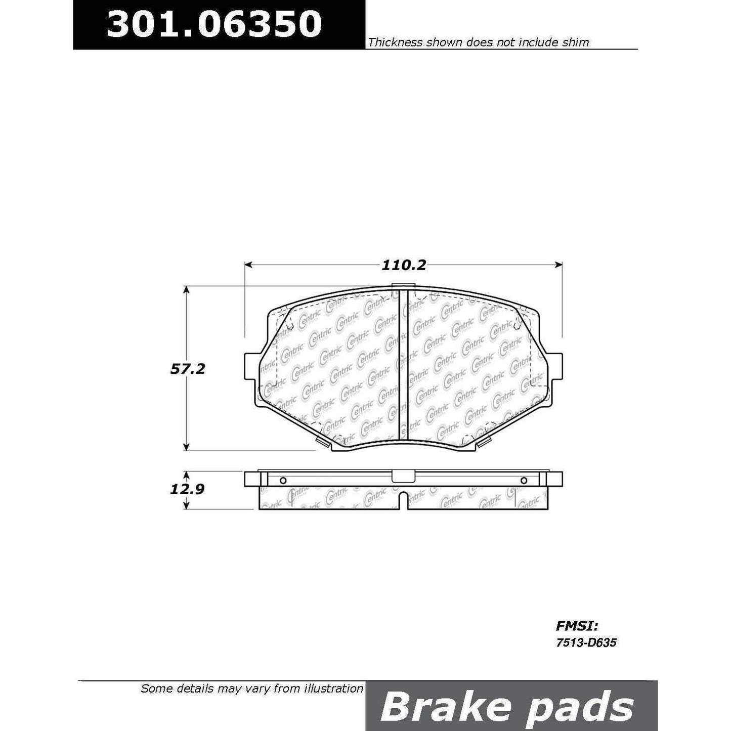 Stoptech Centric Centric Premium Ceramic Brake Pads 301.06350
