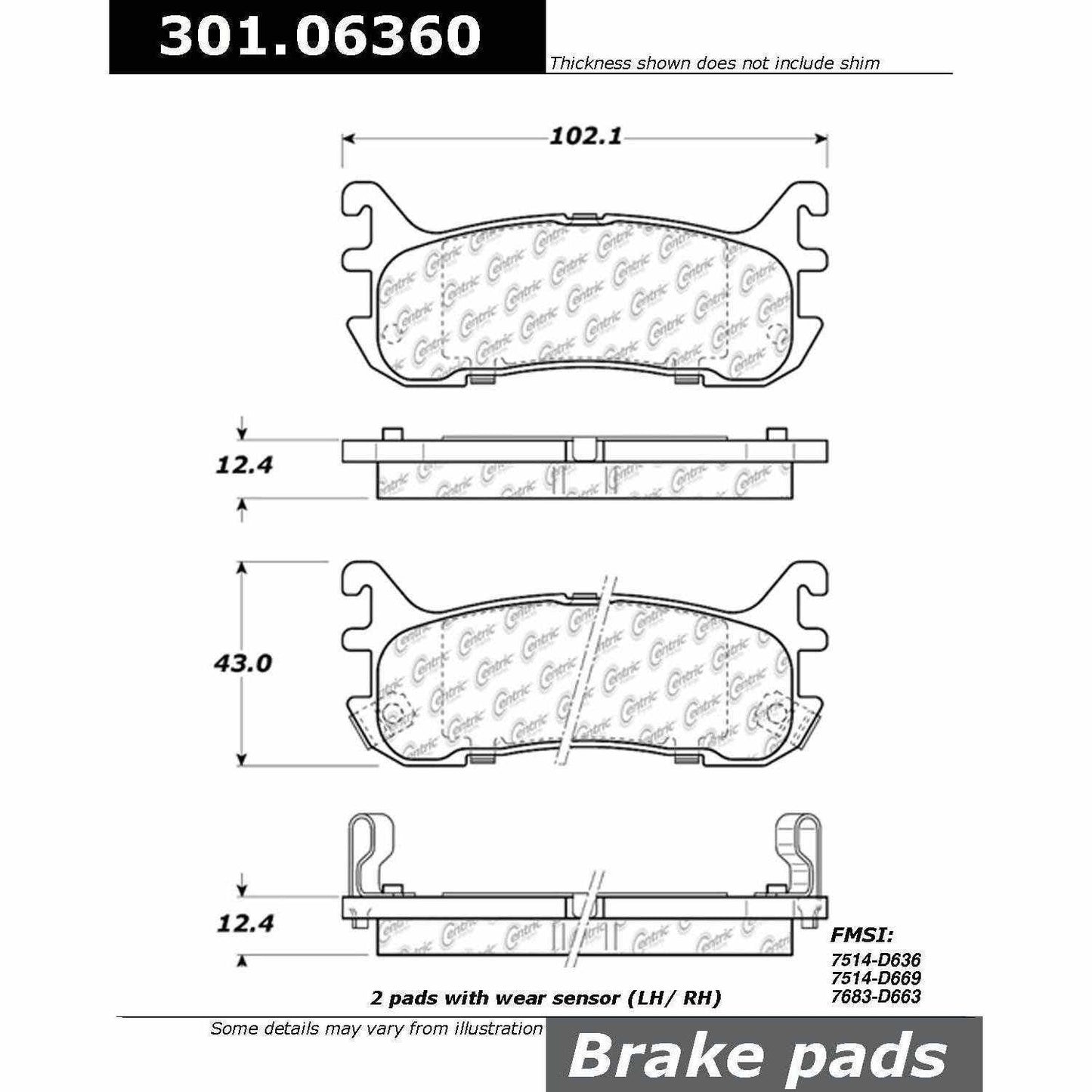 Stoptech Centric Centric Premium Ceramic Brake Pads 301.06360