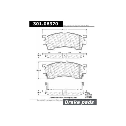Centric Parts Disc Brake Pad Set Premium Ceramic with Shims for Ford Probe 1993-1997, Mazda 626 1993-2002