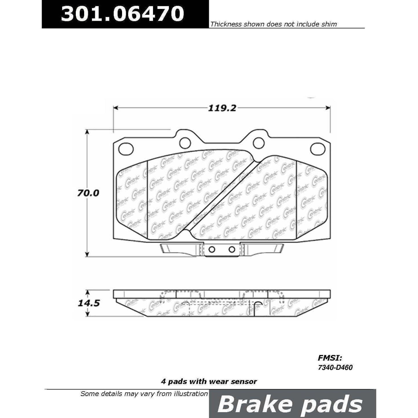 Stoptech Centric Centric Premium Ceramic Brake Pads 301.06470