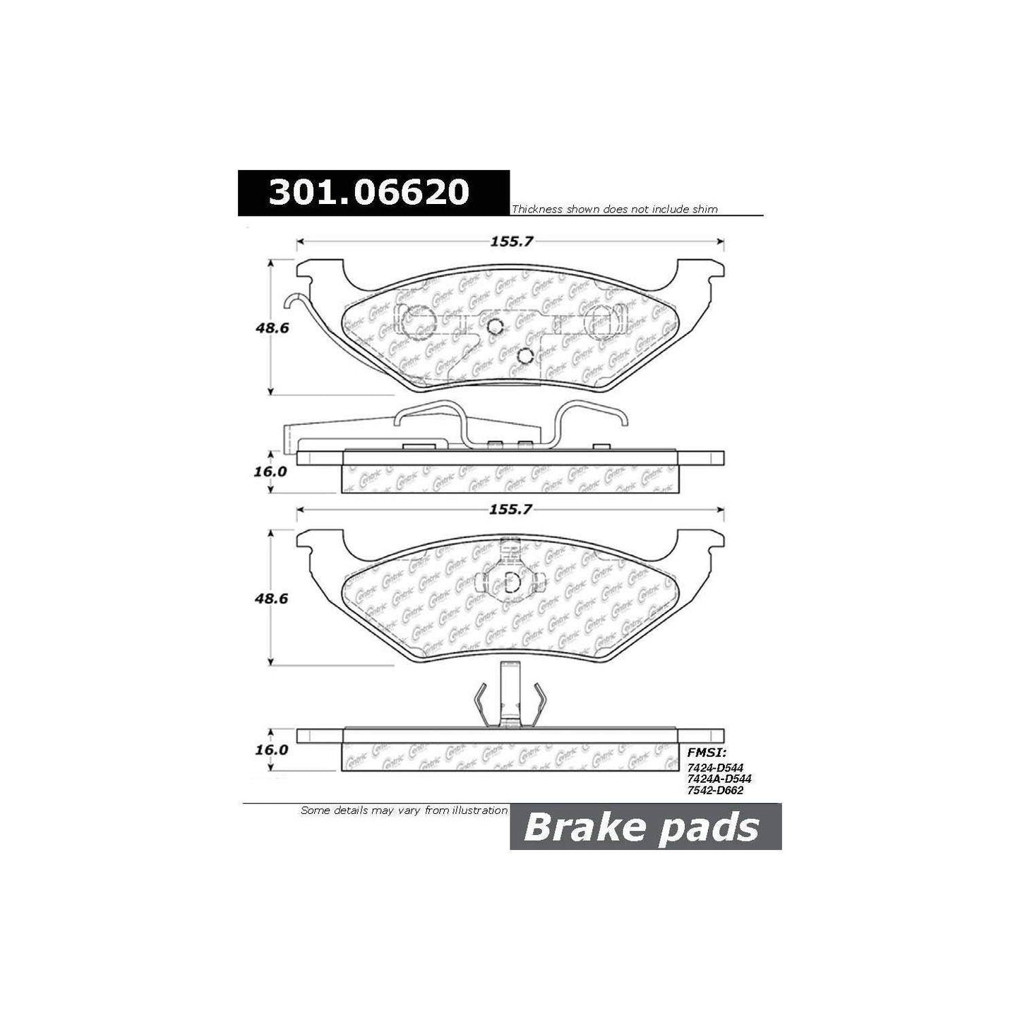 Stoptech Centric Centric Premium Ceramic Brake Pads 301.06620