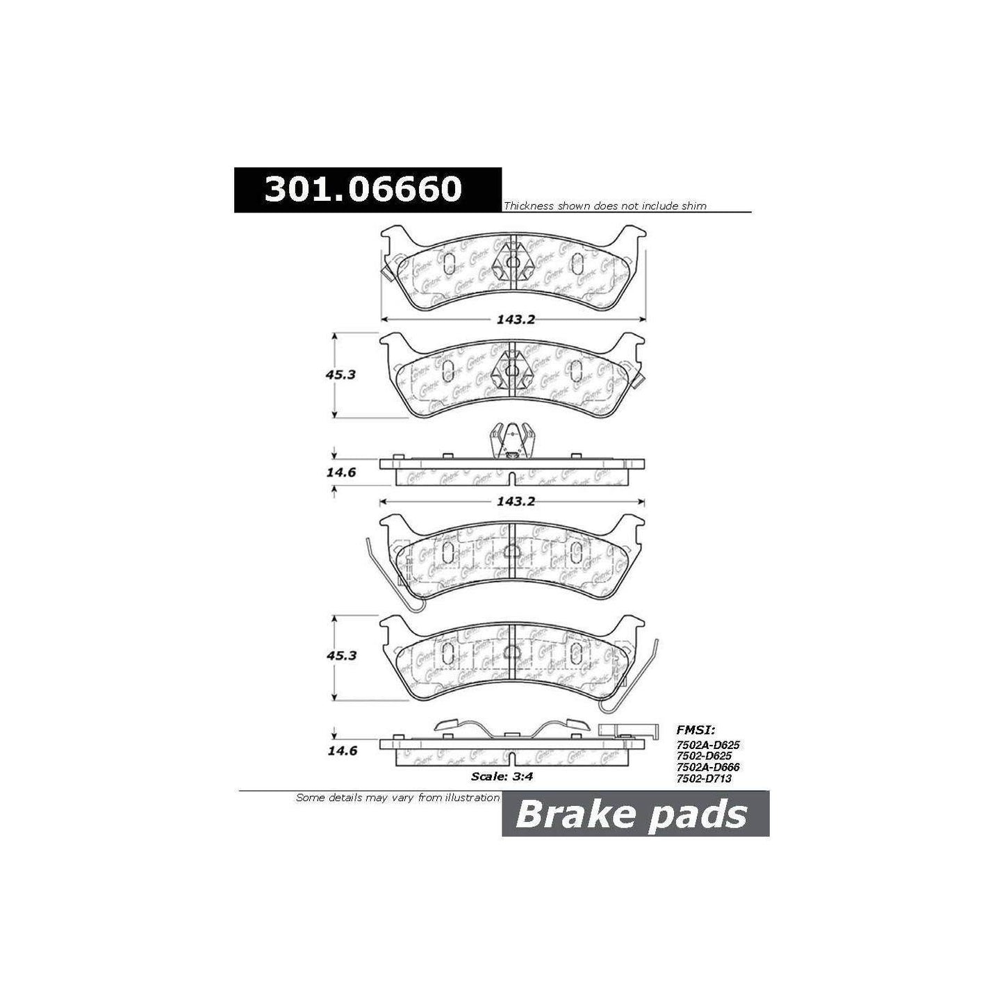 Stoptech Centric Centric Premium Ceramic Brake Pads 301.06660