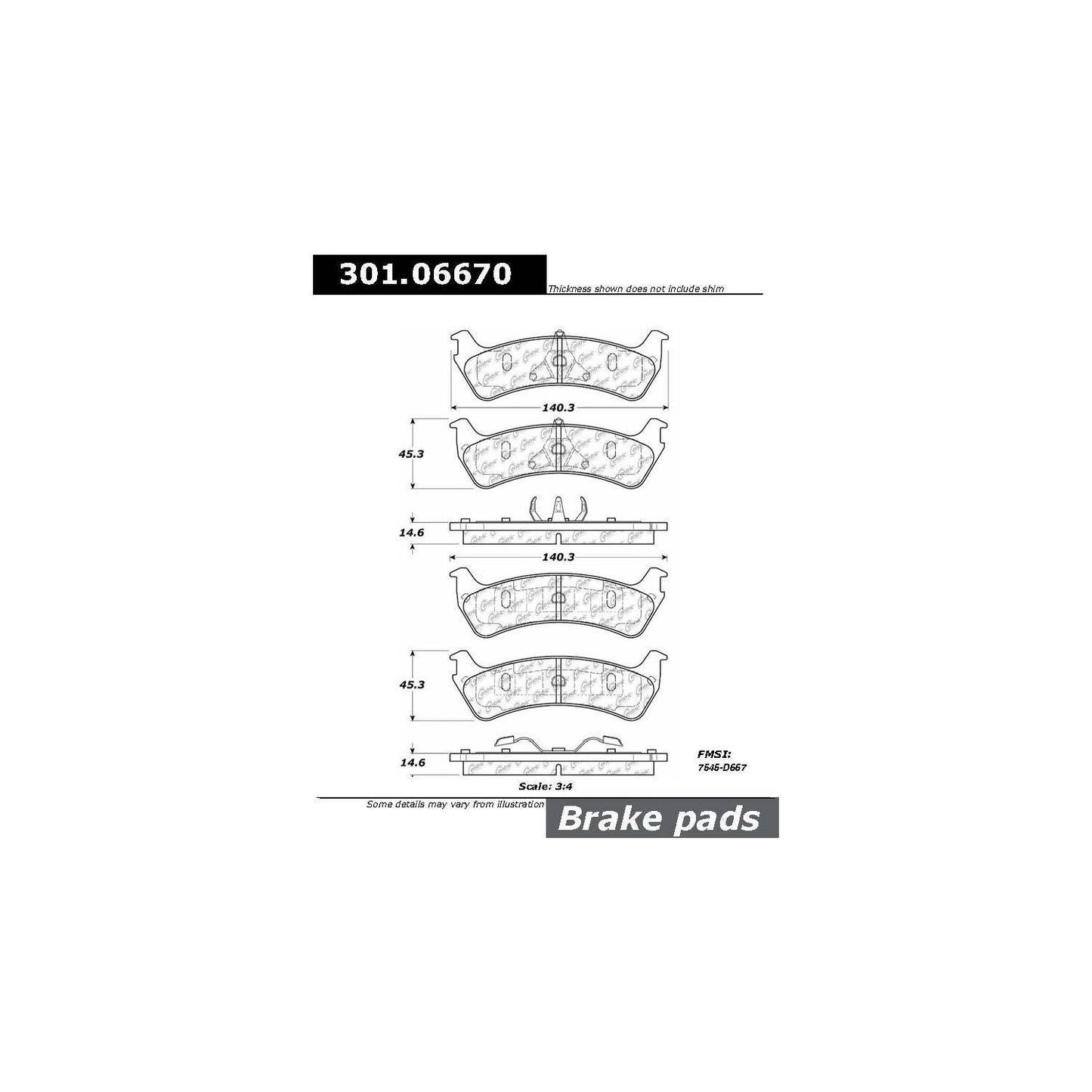 Centric Parts Disc Brake Pad Set Premium Ceramic with Shims and Hardware for 1995-2002 Ford Explorer 301.06670