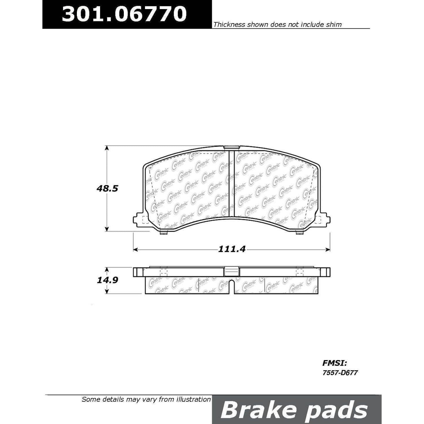 Centric Parts Disc Brake Pad Set Premium Ceramic with Shims and Hardware for 1995-2002 Suzuki Esteem 301.06770