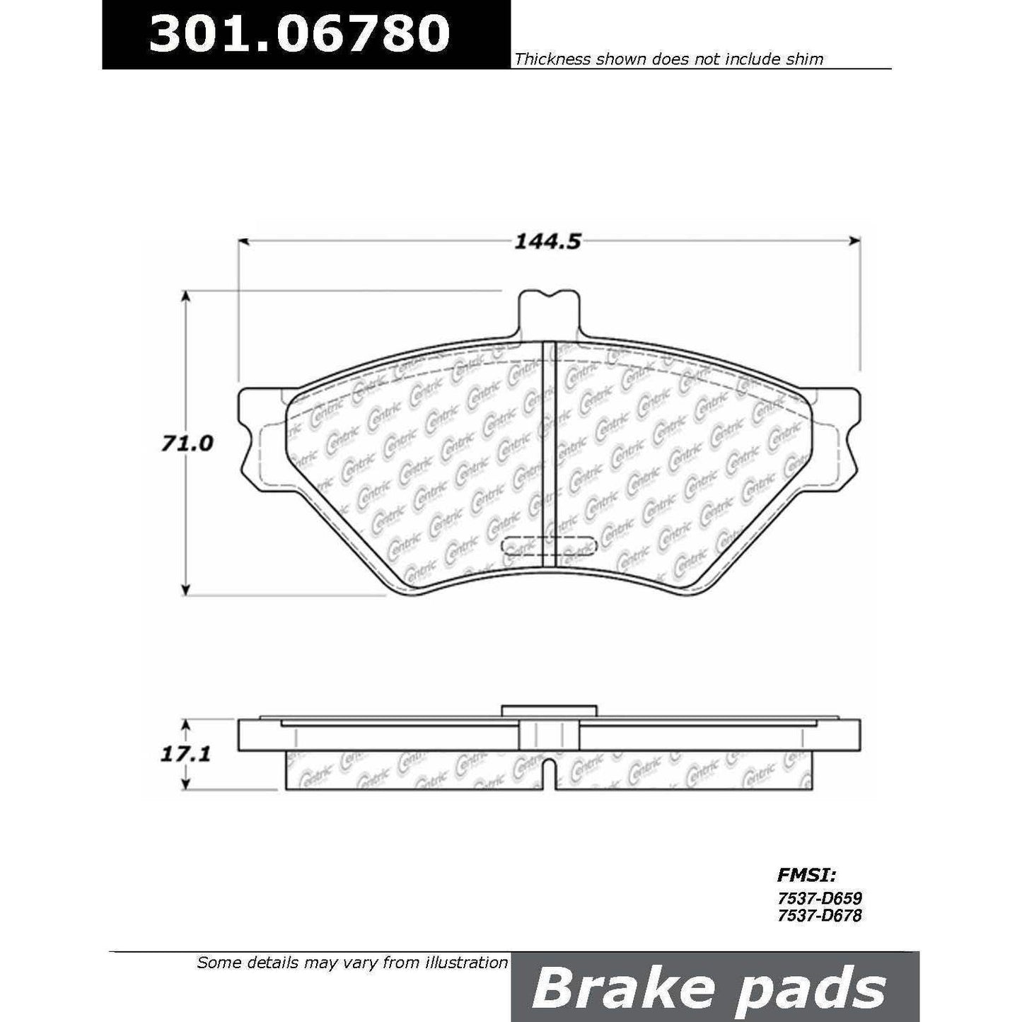 Stoptech Centric Centric Premium Ceramic Brake Pads 301.06780