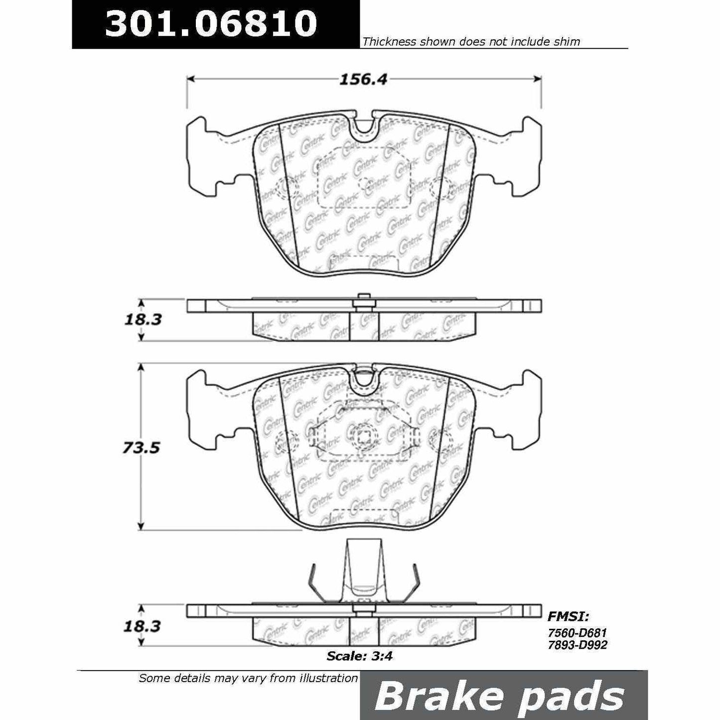 Stoptech Centric Centric Premium Ceramic Brake Pads 301.06810