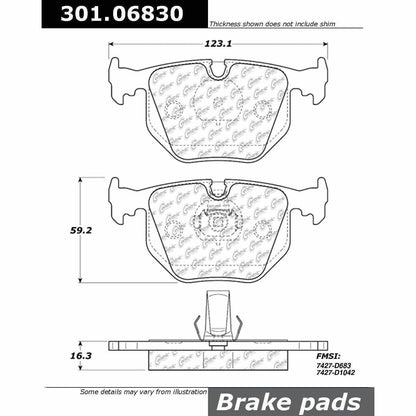 Centric Parts Disc Brake Pad Set Premium Ceramic with Shims and Hardware for BMW 3 Series 2001-2006, 7 Series 1995-2007