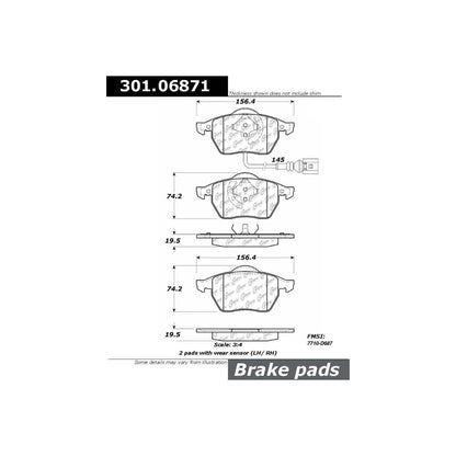 Stoptech Centric Centric Premium Ceramic Brake Pads 301.06871