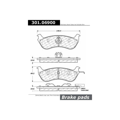 Centric Parts Disc Brake Pad Set Premium Ceramic with Shims and Hardware for 1996-2002 Ford Crown Victoria Lincoln Town Car Mercury Grand Marquis 301.06900