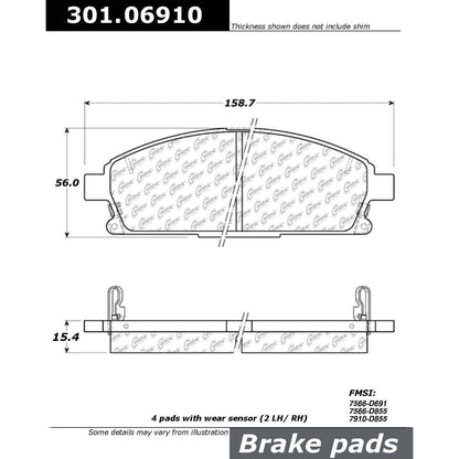 Stoptech Centric 03-06 Acura MDX / 97-01 Infiniti Q45 Front Centric Premium Ceramic Brake Pads 301.06910