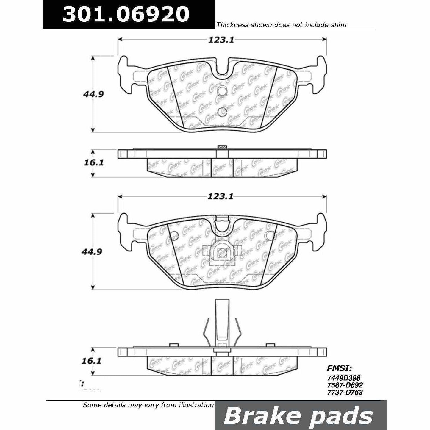 Stoptech Centric Centric Premium Ceramic Brake Pads 301.06920