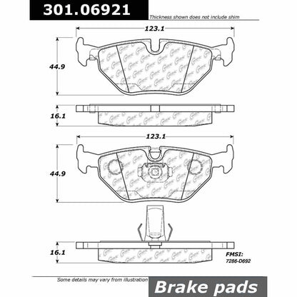 Centric Parts Disc Brake Pad Set Premium Ceramic with Shims and Hardware for 2001-2003 BMW 525i 528i 530i 540i 301.06921