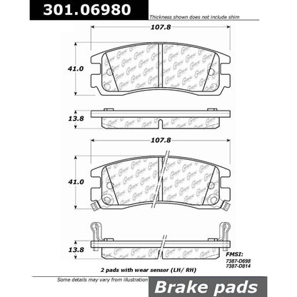 Stoptech Centric 99-10 Chevrolet Impala / 00-07 Monte Carlo Rear Centric Premium Ceramic Brake Pads 301.06980