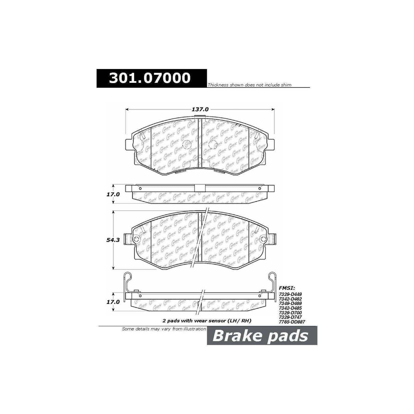 Stoptech Centric 81-98 Nissan 240SX Front Centric Premium Ceramic Brake Pads 301.07000