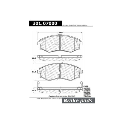 Stoptech Centric 81-98 Nissan 240SX Front Centric Premium Ceramic Brake Pads 301.07000