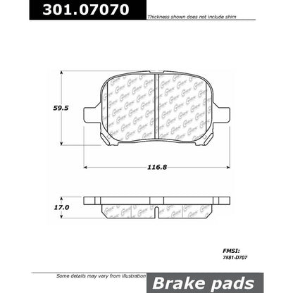 Stoptech Centric 97-01 Lexus ES250/300/330/350 Front Centric Premium Ceramic Brake Pads 301.07070