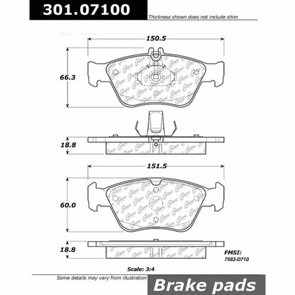 Stoptech Centric Centric Premium Ceramic Brake Pads 301.07100