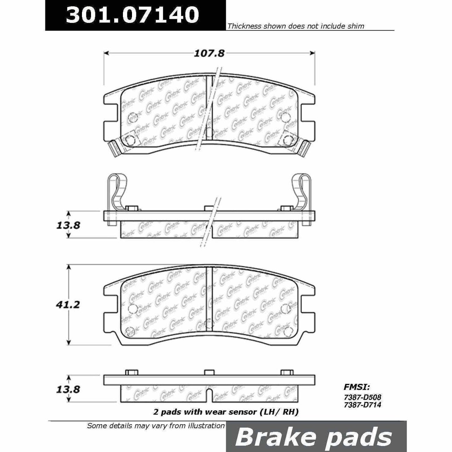 Centric Parts Disc Brake Pad Set 301.07140
