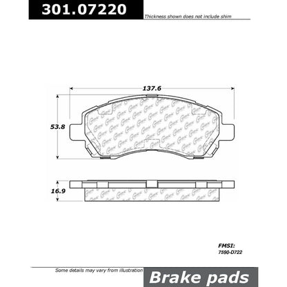Centric Parts Disc Brake Pad Set Premium Ceramic with Shims and Hardware for 1997-2001 Subaru Impreza 301.07220