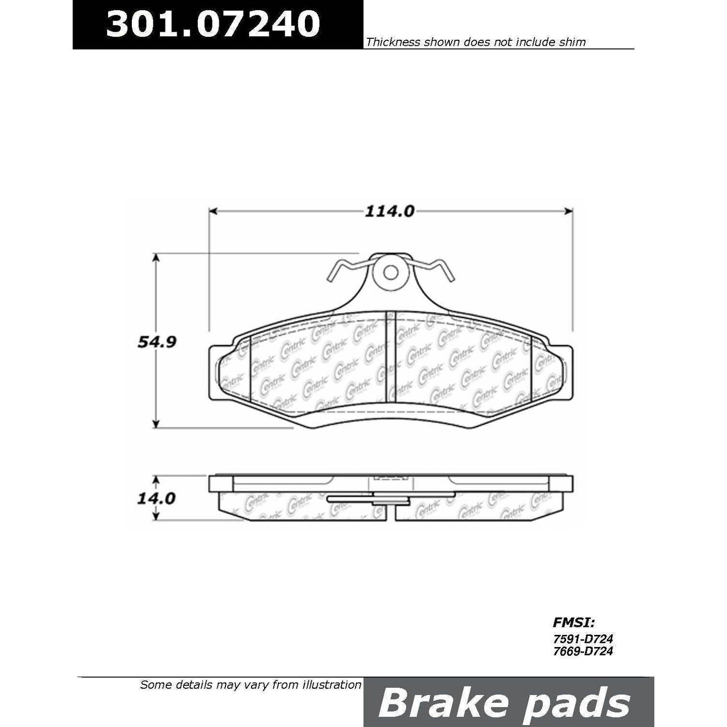 Stoptech Centric Centric Premium Ceramic Brake Pads 301.07240